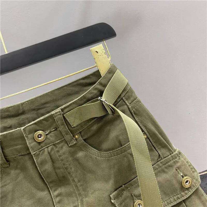 Zipper Fly SKirts Button Women's Denim Cargo with Pockets Sexy Mini A-line Jean Skirts Female Streetwear XJ260206