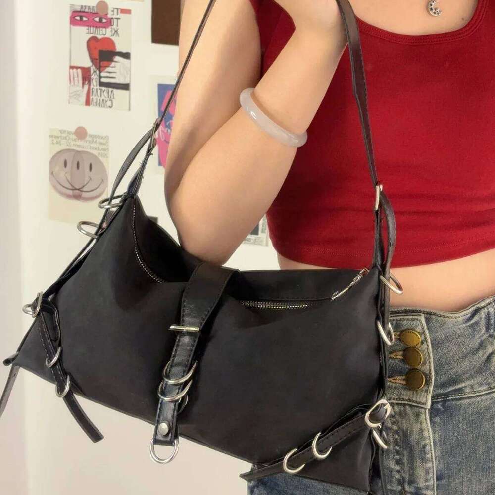 Fashion Gothic Y2k Women's Shoulder Bag Vintage Pu Leather Crossbody Bags Cool Hot Girls Underarm Handbags Female Tote Purse Y260205