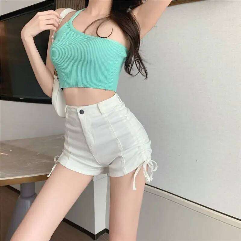 Shorts Womens Artisanal Chill High Waist Soft Cotton Linen Loose Fit Pocket Flip Hem Summer Social Picnic Look Relaxed XJ260206