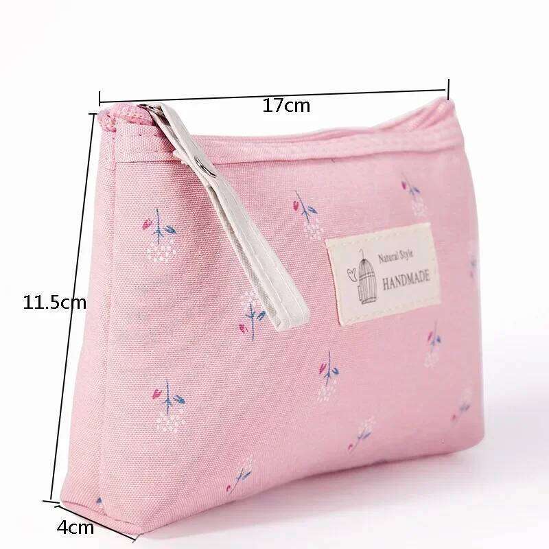 Small Floral Cosmetic Bag Travel Zipper Toiletry Organizer Wash Make Up Storage Pouch Purse for Women Daily Use Y260206