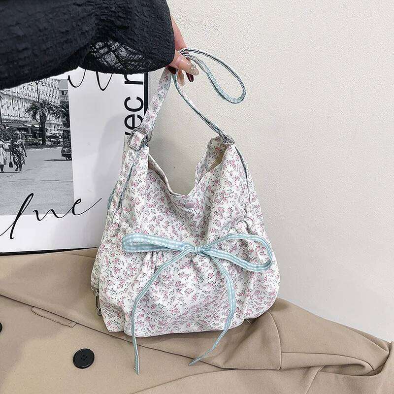 Sweet Bow Floral Women's Shoulder Bags Backpack Large Capacity Ladies Crossbody Bag Casual College Girls Handbags Bucket Tote Y260205