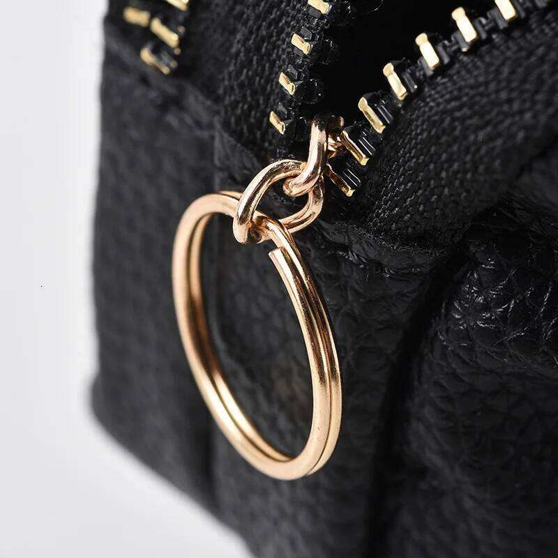 WERLLANDS PU Leather Ruched Double-Zip Metal Keyring Multi-Color Coin Purse Key Pouch Y260206