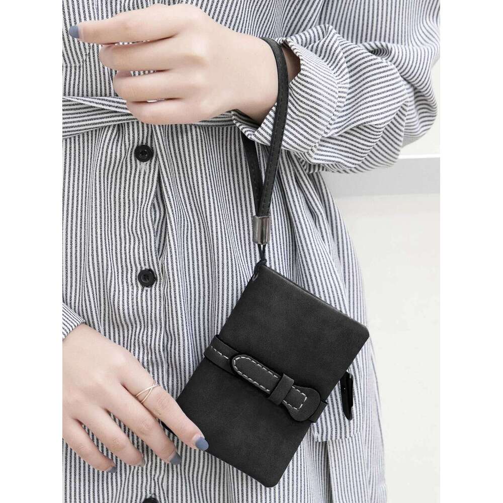 MIYIN Women's Short Minimalist Double Fold Multi Functional Zero with Cardholder Identity Window Coin Wallet Y260206