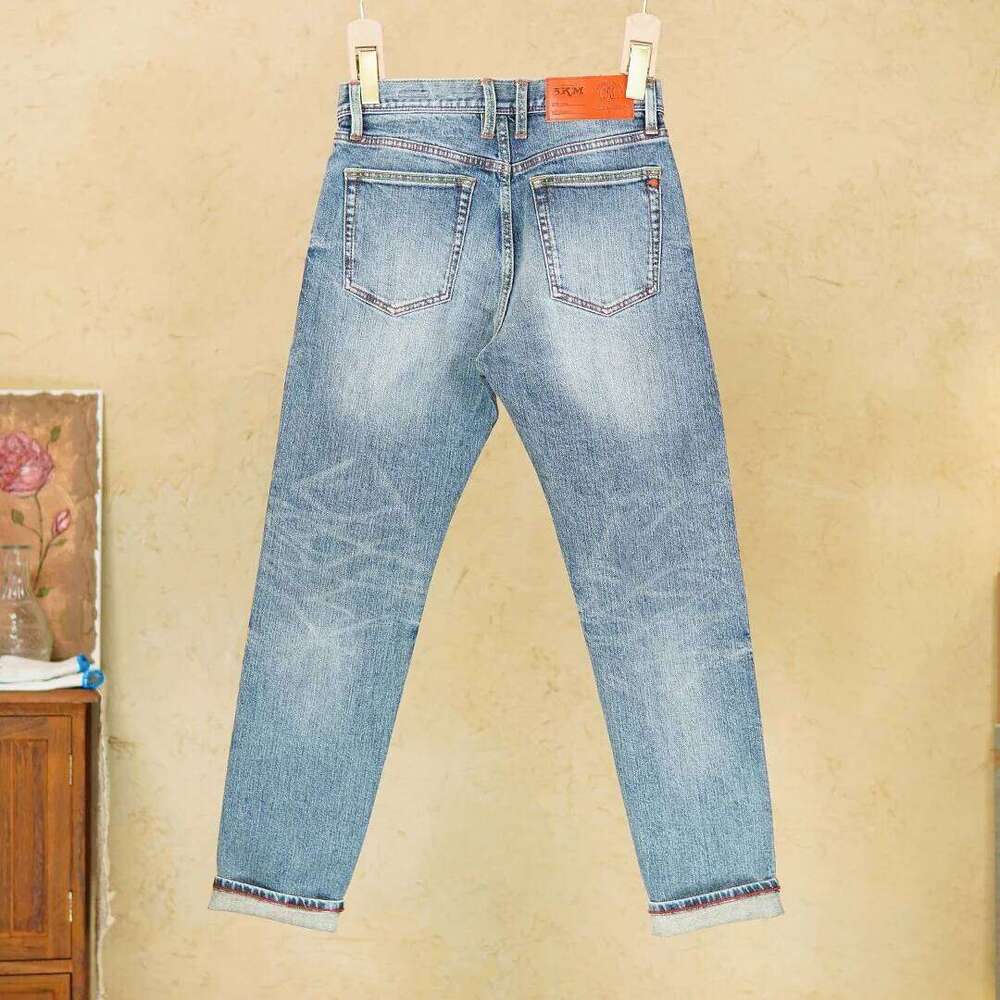 99% Cotton 15oz Red Selvedge Denim Jeans Men's Stretch Slim Tapered Straight Pants Autumn Winter American Retro 5KM Heavyweight X260207