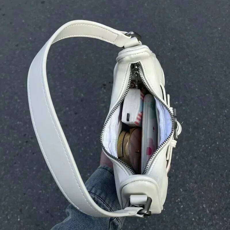 Vintage Korean Casual Cute White Star Shoulder Underarm Tote Bag Ladies Sling Bags Leather Zip Purses Handbags Women Z260207 - view 6