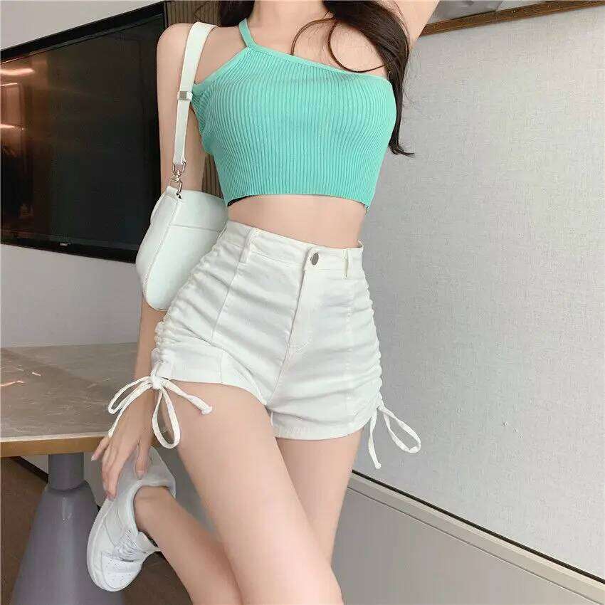 Shorts Womens Artisanal Chill High Waist Soft Cotton Linen Loose Fit Pocket Flip Hem Summer Social Picnic Look Relaxed XJ260206