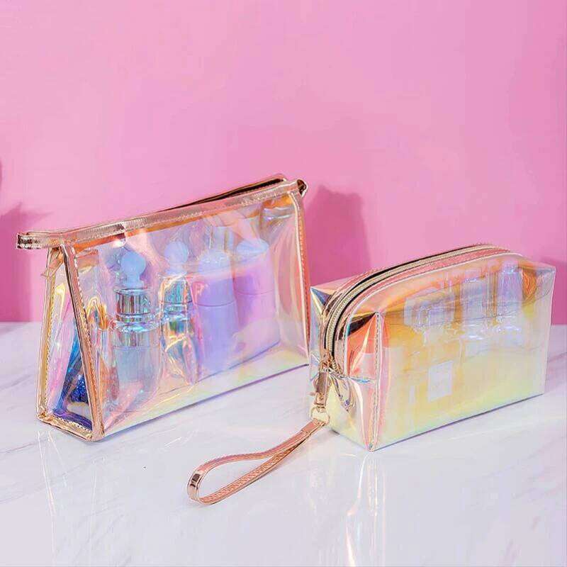 Fashion Chic PVC Cosmetic Women Transparent Make Up Bag Toiletry Waterproof Travel Storage Beauty Makeup Wash Case Bags Y260206