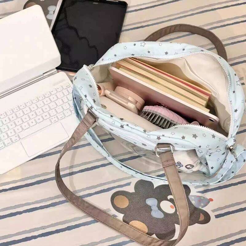 Transparent Jk Girls Kawaii Women's Handbags Casual All Match Star Print Underarm Bag Y2k Aesthetic Fashion Shoulder Bags Trendy Y260205