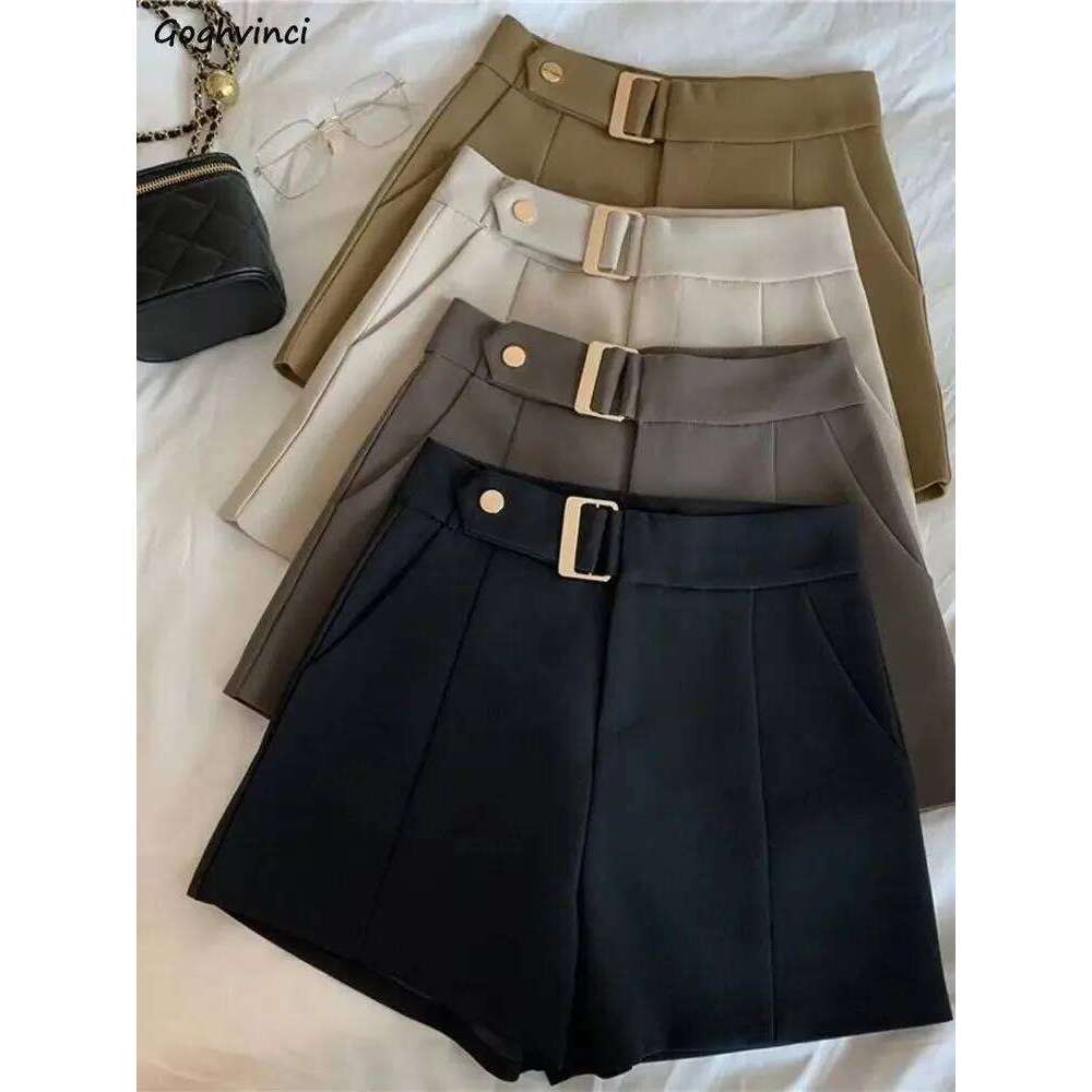 Shorts Women Elegant Korean Style Trendy Office Simple High Waist All-match Mature Tender Ladies Spring Pure Color New Design XJ260206