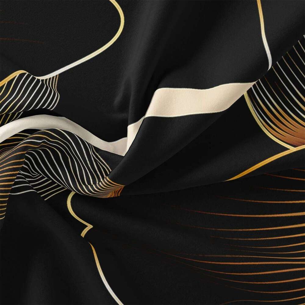 2/3pcs Duvet Cover Set Modern Black Golden Floral Print Soft Breathable Bedroom & Guest Room Without Core No Insert XJ260206