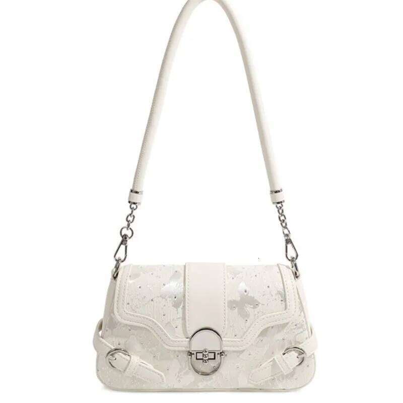 JIAERDI Fairycore Aesthetic White Shoulder Bags Purse Women Hot Girls Butterfly Print Y2k Handbag Female Harajuku Underarm Bag Y260205