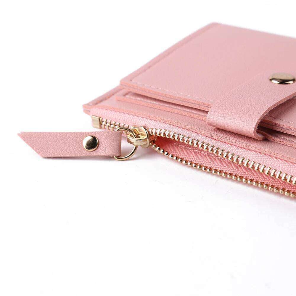 Women Fashion Credit Holder Leather Multi-slot Zipper Small Wallet Solid Color Card Case Ladies Casual Mini Coin Purse Y260206