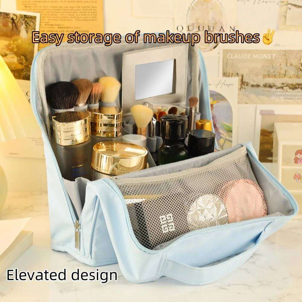 Hanging luggage upright makeup Handheld multifunctional storage Large capacity portable pencil case cosmetic bag Y260206