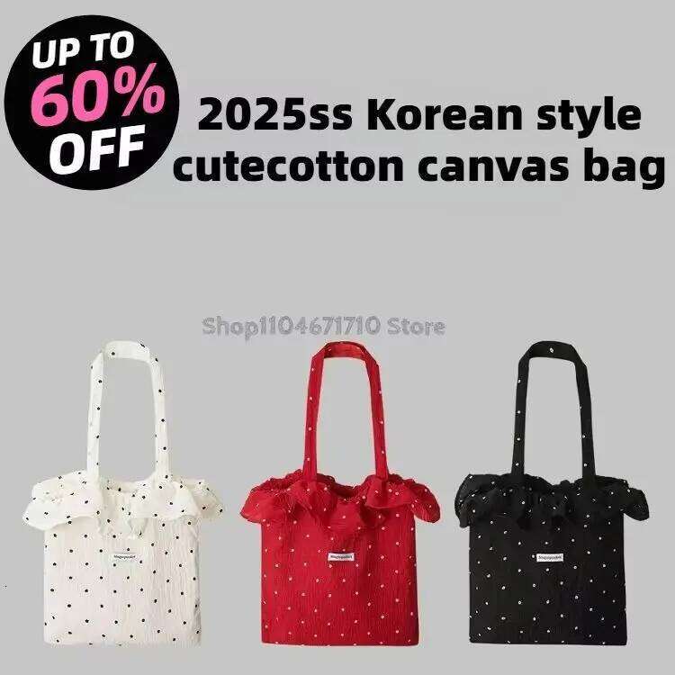 All-match Wave Point Chiffon Shoulder Large Capacity Fairy Mesh Handbag Commuting Korean Style Tote Bag Women Y260205