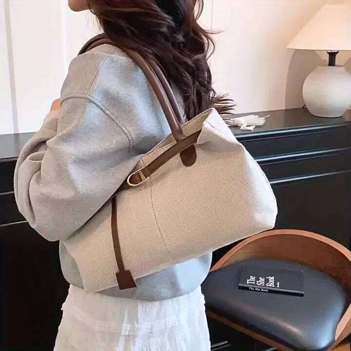 Retro Large Capacity Shoulder Tote Bag Women Durable Material Travel Commuter Handbag Suitable for Fitness Swimming Shopping Y260204