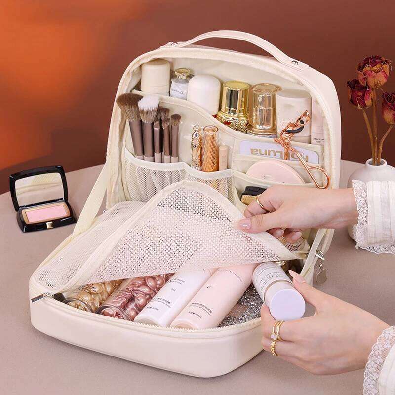 Tote Pu Fashion Women Travel Large Capacity Organizer Cosmetic Toiletry Pouch Detachable Double Layer Makeup Bag Y260206