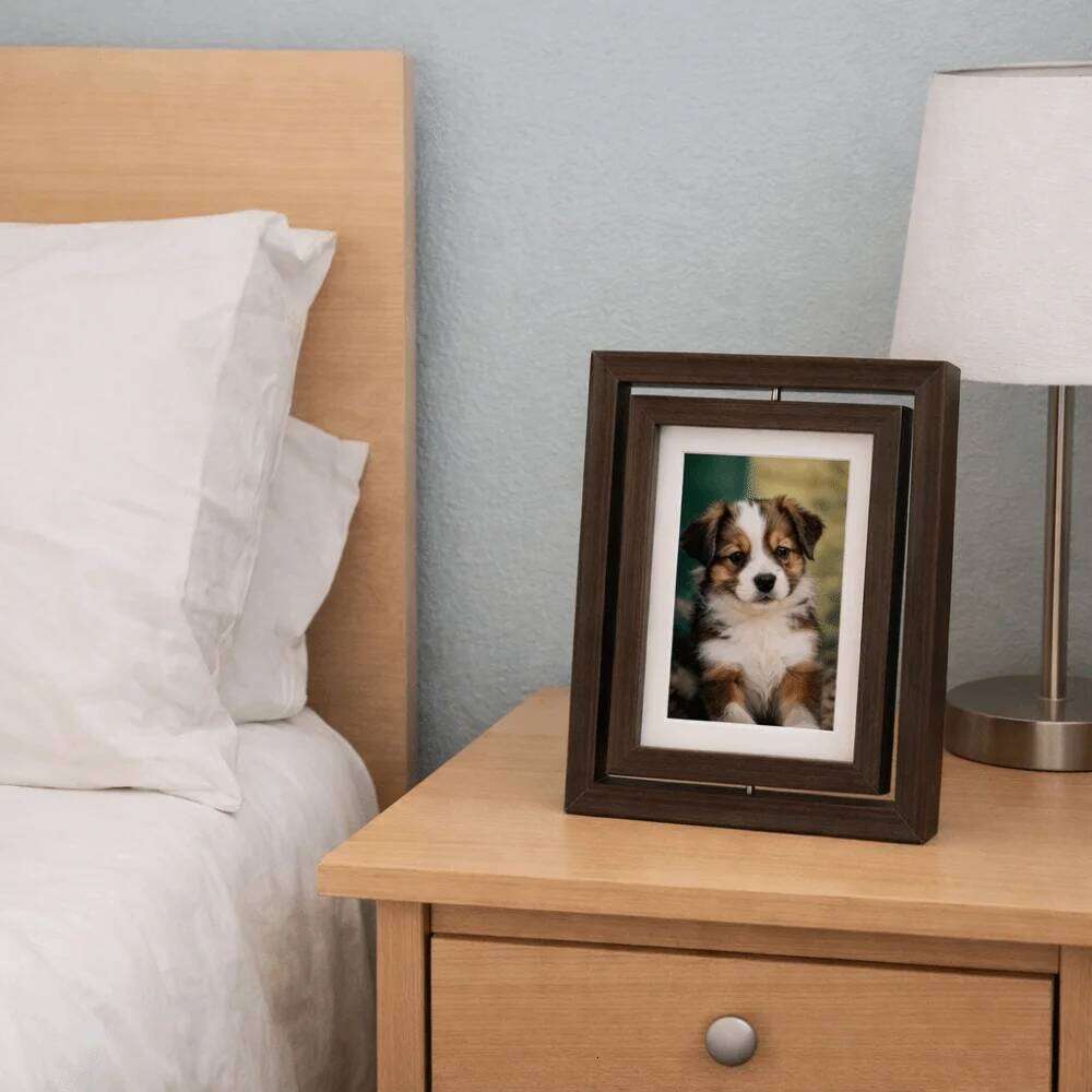Creativity Wooden Memorial Durable Detachable Pet Double Sided Rotating Photo Frame Living Room Decor S260205