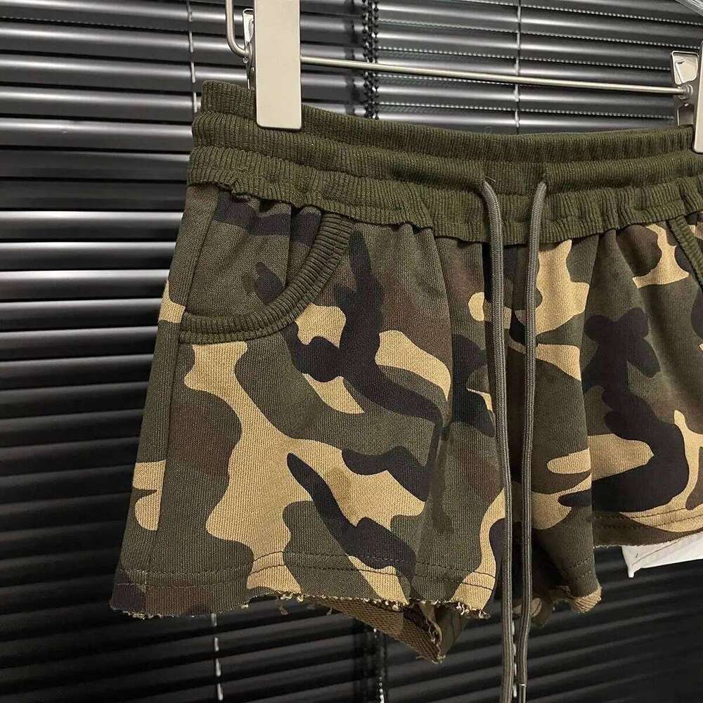 High Waist Camouflage Women's Summer New Fashion Drawstring Hip-wrapped Casual Shorts XJ260206