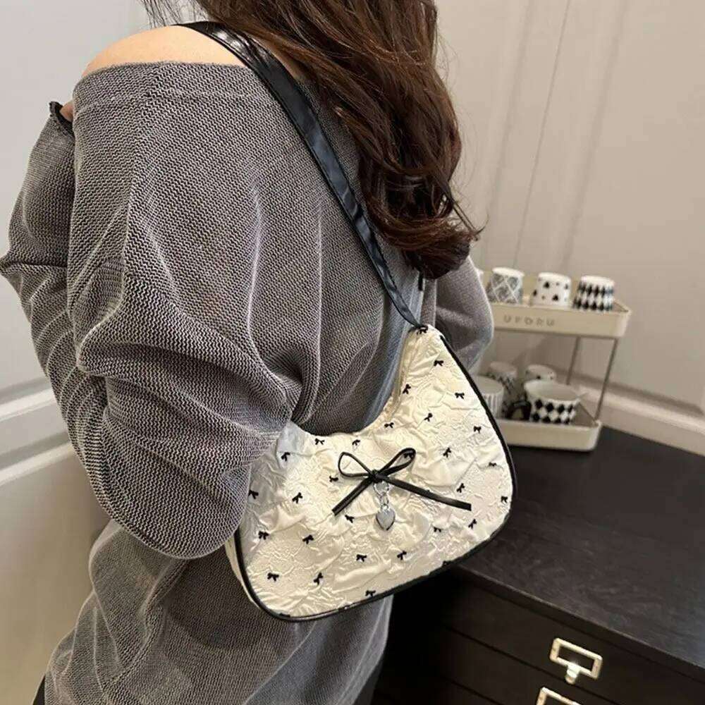 Creative Pink White Shoulder Large Capacity Casual Satchels Bowknot Underarm Bag Teenage Girls Z260207 - view 3