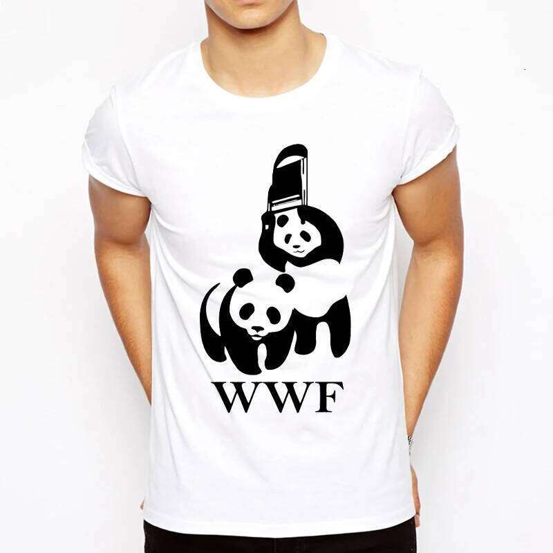Cool Camiseta Men T Shirt Summer Fashion Funny T-shirt WWF Wrestling Panda Comedy Short Sleeve X260207