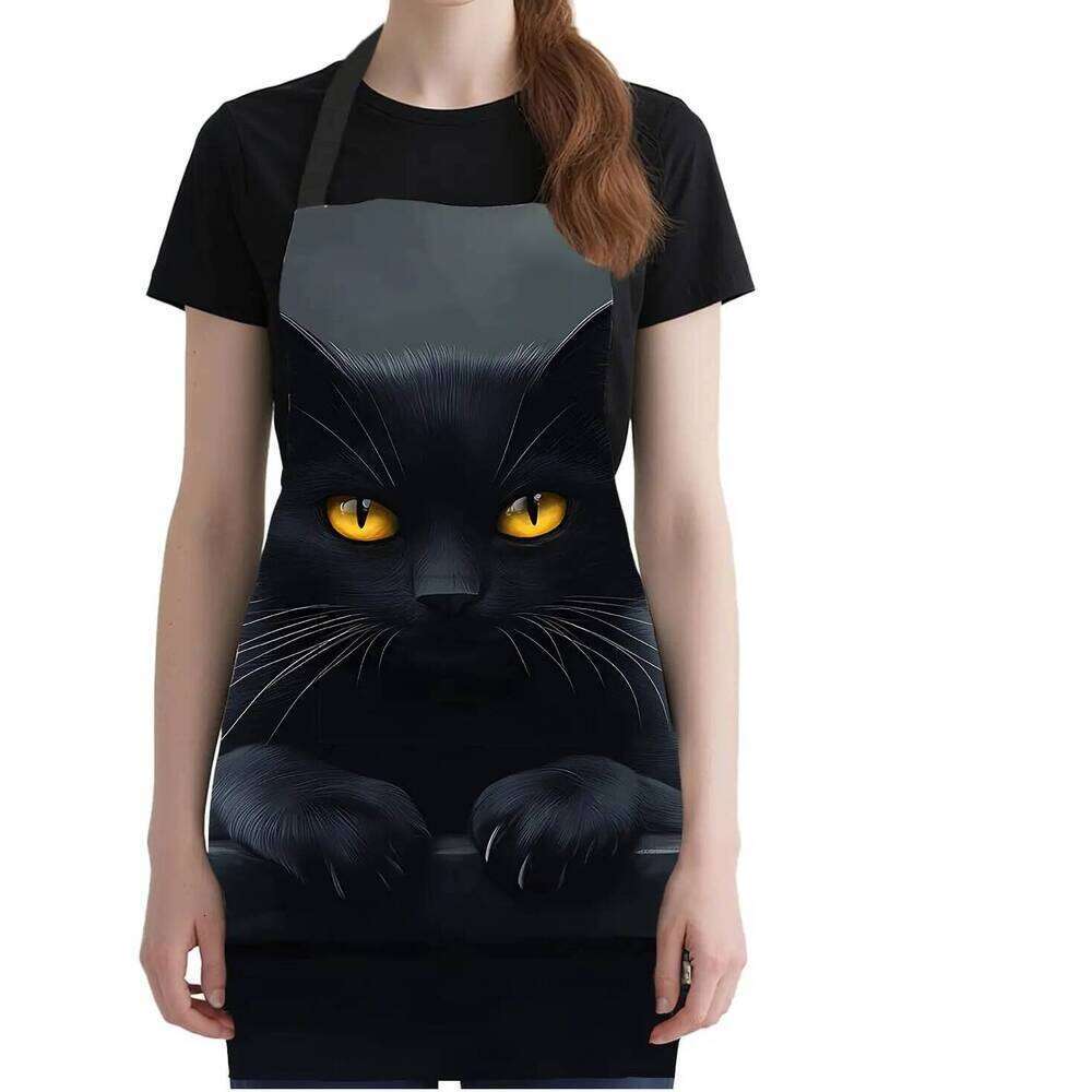 Funny Cat Women Men with Pockets, Adjustable Kitchen Chef Aprons for Cooking Cute Apron S260205