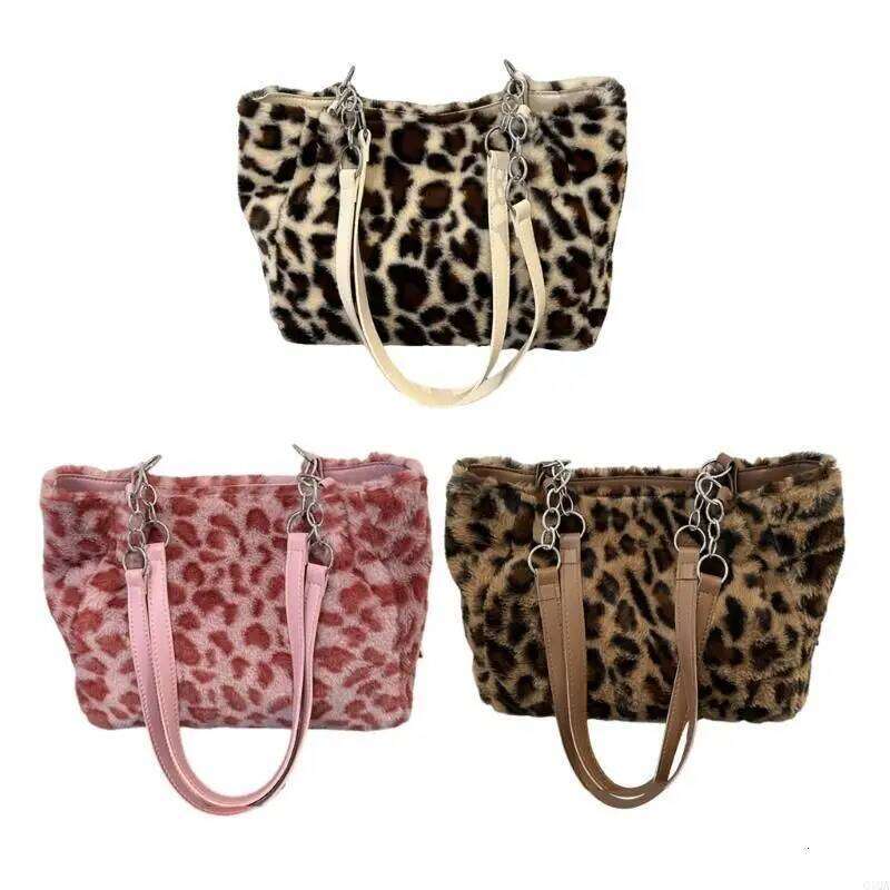 Q1QA Fashionable Leopard Design Shoulder Bag With Comfortable Plush Underarm Bags Z260207 - view 3