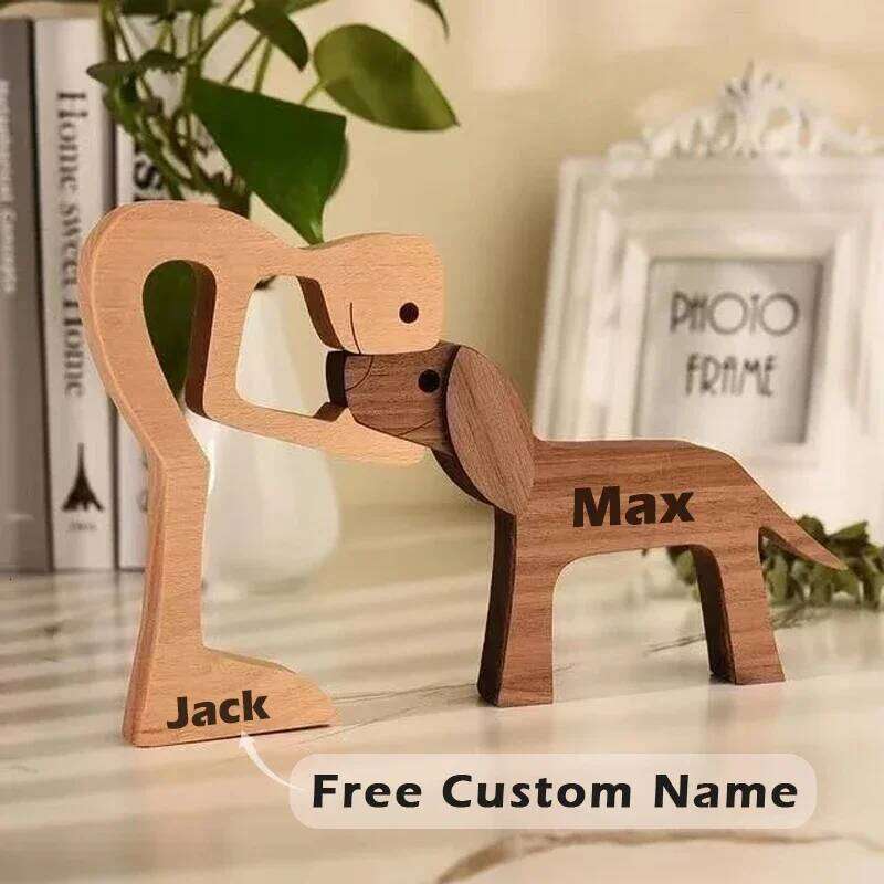 Free Personalized Custom Name Wooden and Human Creative Craft Handmade Figurine Ornement Decor for Your Dog Cat Gifts S260204