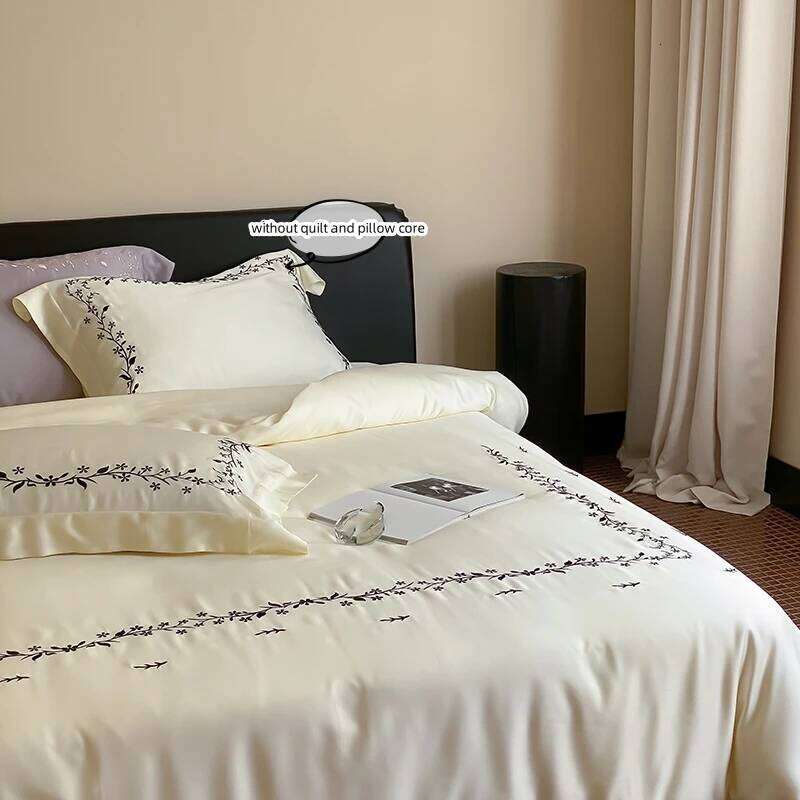 3pcs Embroidered plants Duvet Set 1*Duvet Cover + 2*Pillowcase, Without Core soft Bedding Set, Soft Comfortable XJ260206