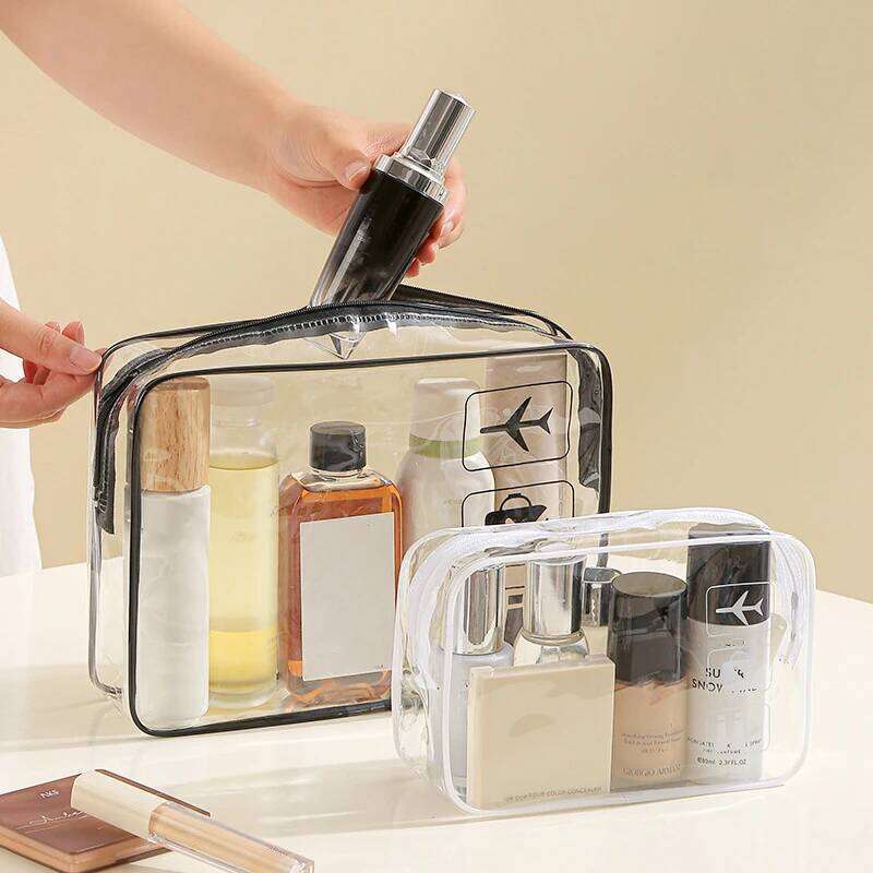 Clear Toiletry Bag Durable PVC Makeup Cosmetic Organizer With Zipper Closure Travel Accessorie Y260206