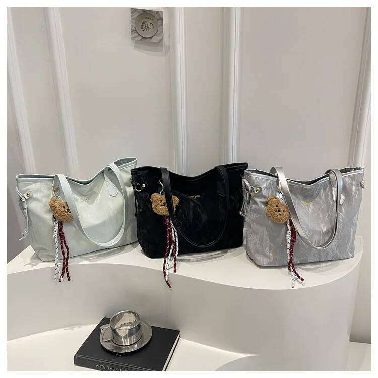 Versatile Pu Leather Shoulder Bags for Women Large Capacity Ladies Tote Bag College Style Student Girls Handbags with Pendant Y260205