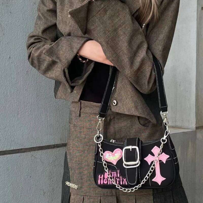 Y2k Cool Girls Small Shoulder Bags Fashion Love Letter Women's Underarm Butterfly Chain Female Clutch Handbags Messenger Bag Z260207 - view 4