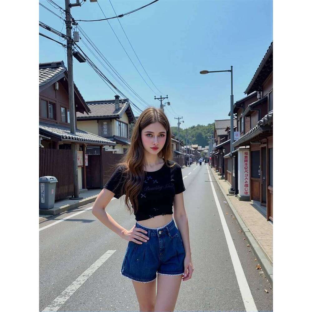 Dark Blue Womens Harajuku Y2k Denim Shorts Gyaru Low Rise Jean Slim Fit Hipster Japanese Trendy Fashion Summer XJ260206