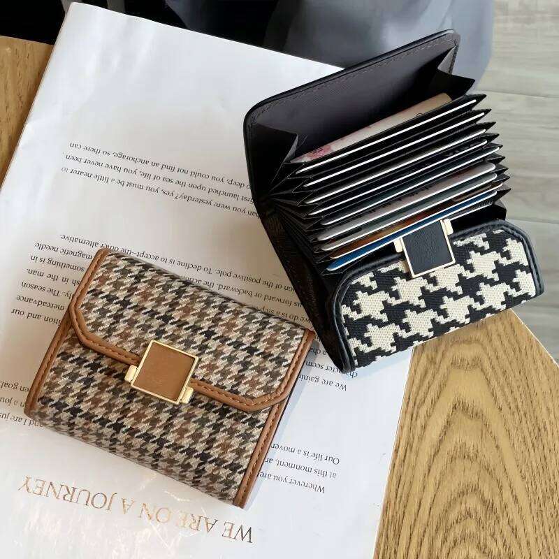 1pcs/set Women's Canvas Holder Short Foldable Mini Purse Organizer Lightweight Everyday Use Card Wallet Y260206