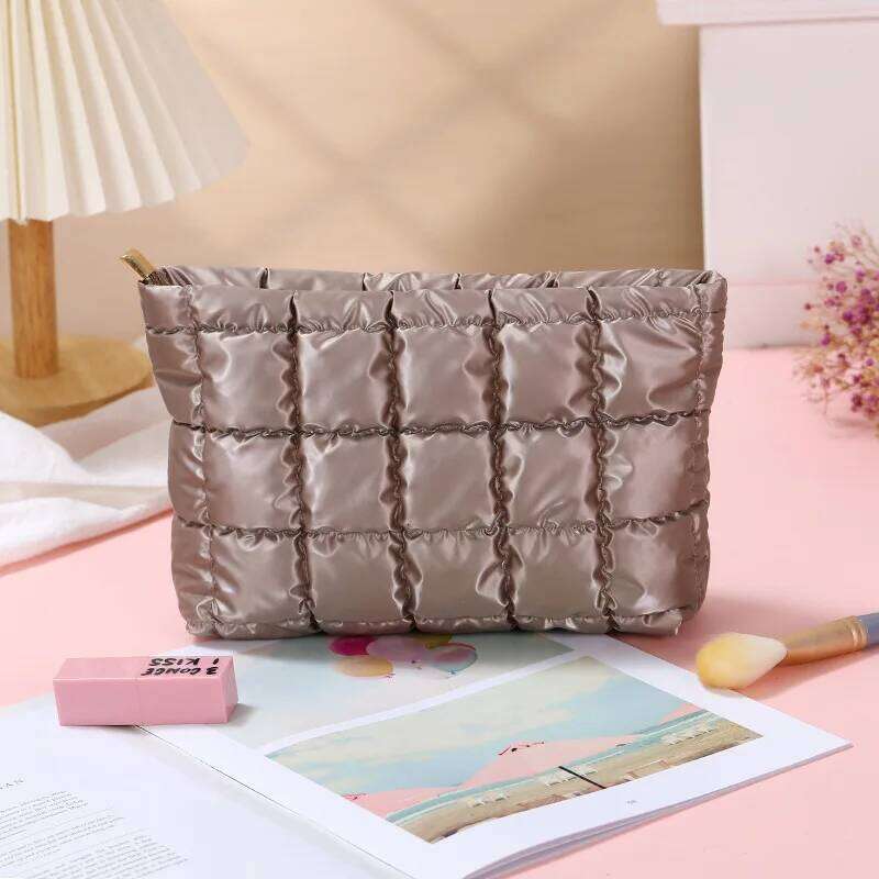 Women Simple Bubble Cosmetic Handbag Travel Organizer Makeup Lipsticks Cotton Pouch Fashion Large Capacity Zipper Bag For Girls Y260206