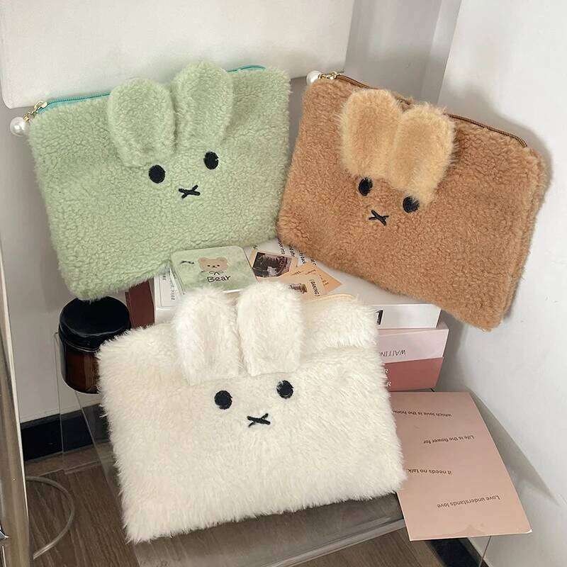 Cute Cartoon Rabbit Plush Cosmetic Storage Women Portable Coin Makeup Tool Pencil Case Handbag Girl Fashion Jewelry Bag Y260206