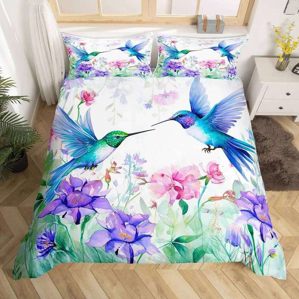 Hummingbird for Kids Boys Girls Quilt Covers Lightweight Down Bedroom Decor 2 Pillowcases 1 Duvet Cover No Comforter XJ260206