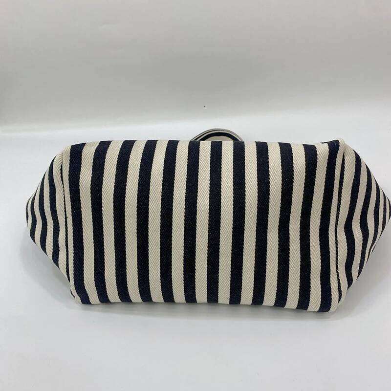 Large Capacity Canvas Shoulder Bag Simple Striped Women's Shopper Tote Casual Multifunctional Travel Top-Handle Handbag Y260204