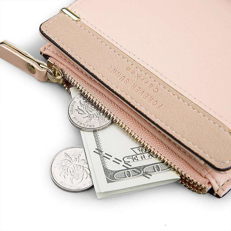 Women Short Wallet Patchwork Design Slim Bi-Fold Wallets Cute Zipper Coin Purse PU Leather Credit Card Holder Small Money Bag Y260206