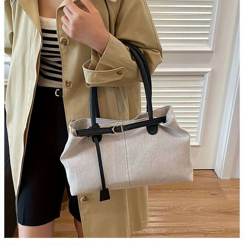 Retro Large Capacity Shoulder Tote Bag Women Durable Material Travel Commuter Handbag Suitable for Fitness Swimming Shopping Y260205