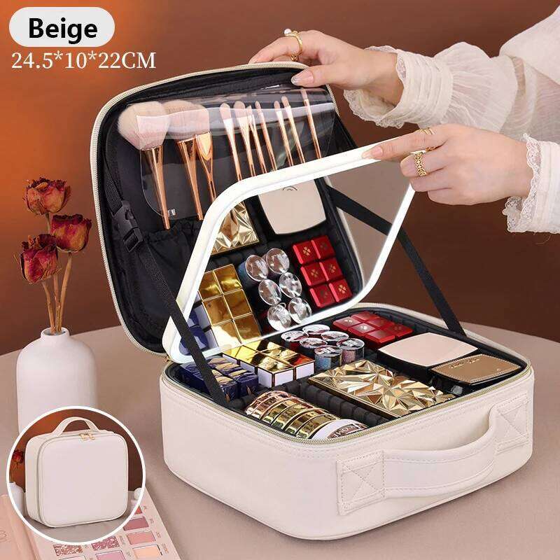 Pu Large Capacity Tote Women Cosmetic Travel Organizer Makeup Storage Pouch Multi-functional Ladies Clutch Bag Y260206