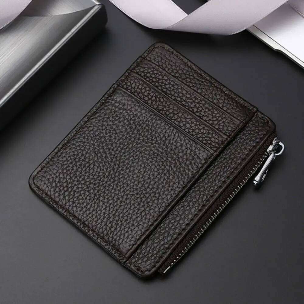 Genuine Leather ID Holder Candy Color Bank Credit Box Multi Slot Slim Case Wallet Women Men Business Card Cover Y260206