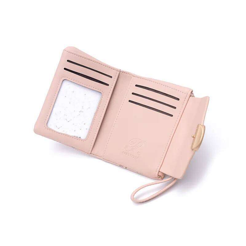 New women's portable short wallet cute cartoon high quality PU rhombus printed buckle multiple card slots certificate fa Y260206