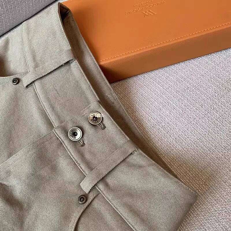 2026 Khaki Denim Summer New Casual Wide-leg Pants Y2k Jean Shorts Women XJ260206