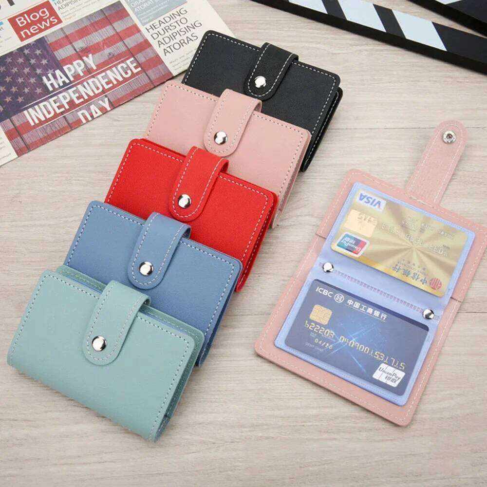 Multifunctional PU Leather Card Holder, 24 Slot Slim Wallet for ID Credit Cards, Candy Color Compact Purse Y260206