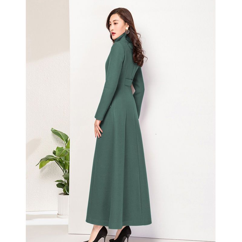 autumn and winter slimfit standcollar woolen coat for women long style slimming thickened elegant woolen overcoat 241104