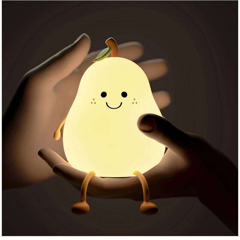 Creative LED Light Children's Bedroom Bedside Sleeping Lamp USB Rechargeable Pear Silicone Night Lights S260204