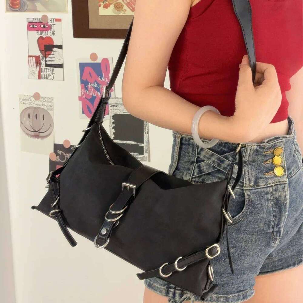 Fashion Gothic Y2k Women's Shoulder Bag Vintage Pu Leather Crossbody Bags Cool Hot Girls Underarm Handbags Female Tote Purse Y260205