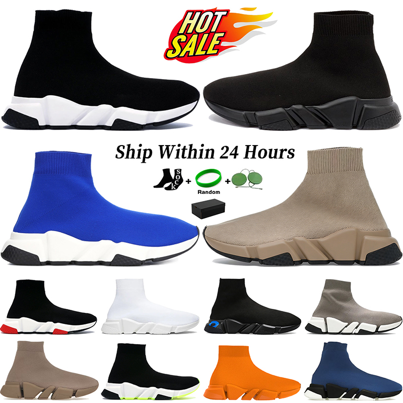 With box sock shoes speed trainer designer sneakers Triple Black Red Electric Blue 2.0 Neon Orange Dark Beige Graffiti Fluo Green womens mens walking sports trainers