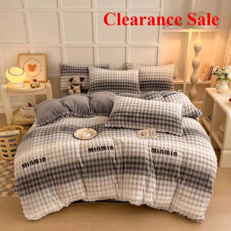 2025 Milk Printed Bubble Four-piece Set Class A Winter Thickened Quilt Cover Sheet Baby Fleece XJ260206