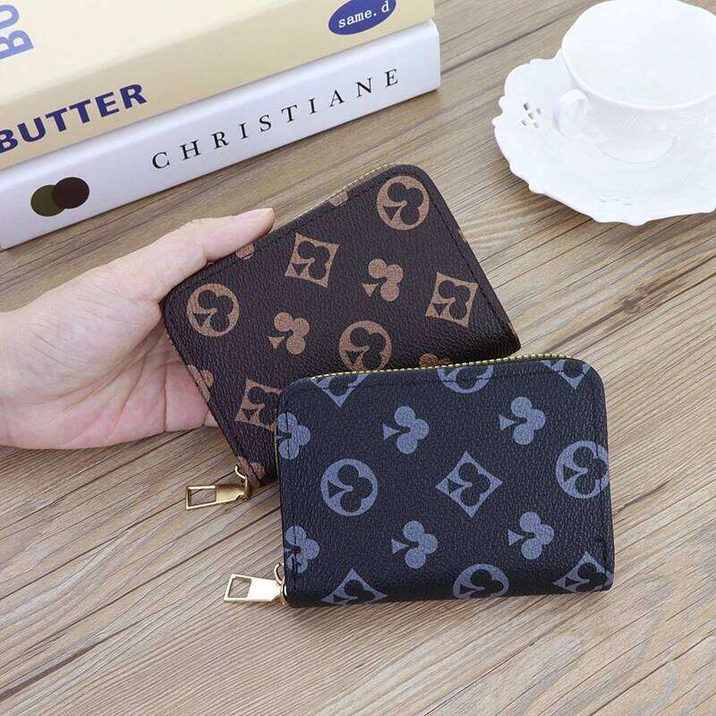 Mini Card Holder Compact Wallet, Coin Purse, Portable Leather Pouch, Multi-Functional Zipper Storage Bag, Fashion Pattern Y260206